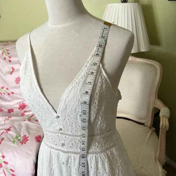 Simplee White Babydoll Eyelet Crochet Maxi Dress - Picture 2 of 15